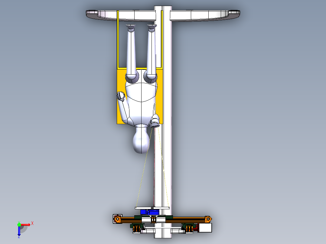 多自由度绳牵引上肢康复机器人三维SW模型俯视图