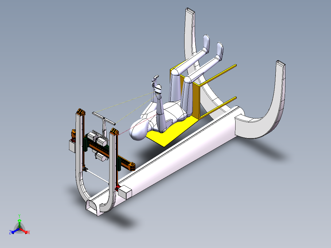 多自由度绳牵引上肢康复机器人三维SW模型正等轴测图
