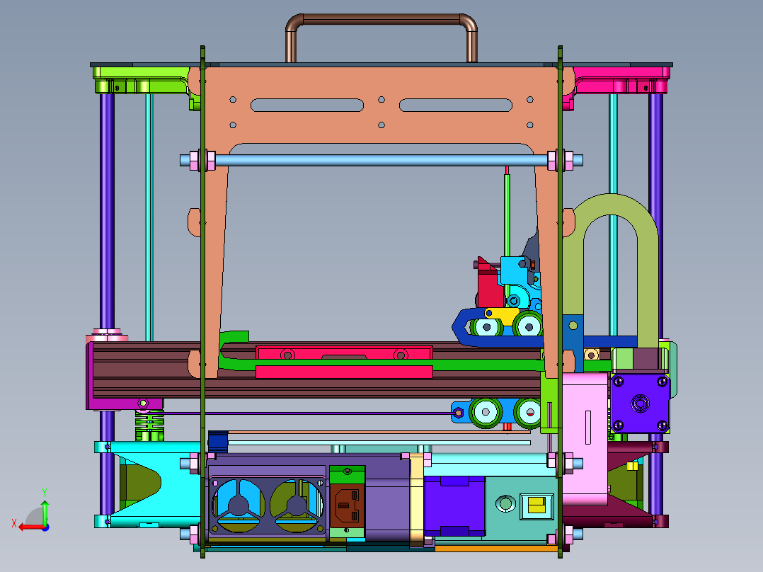 近端手提高精度三维打印机后视图