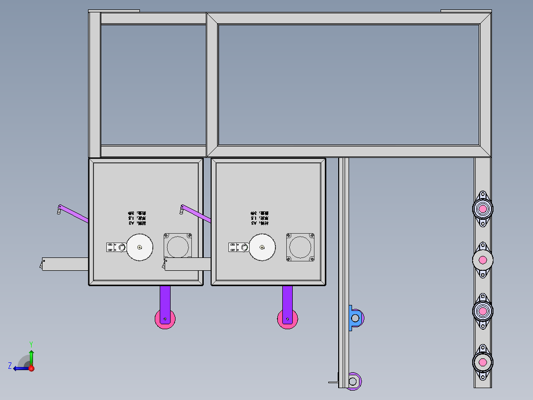 骨架导开机（sw18可编辑+cad+bom）右视图