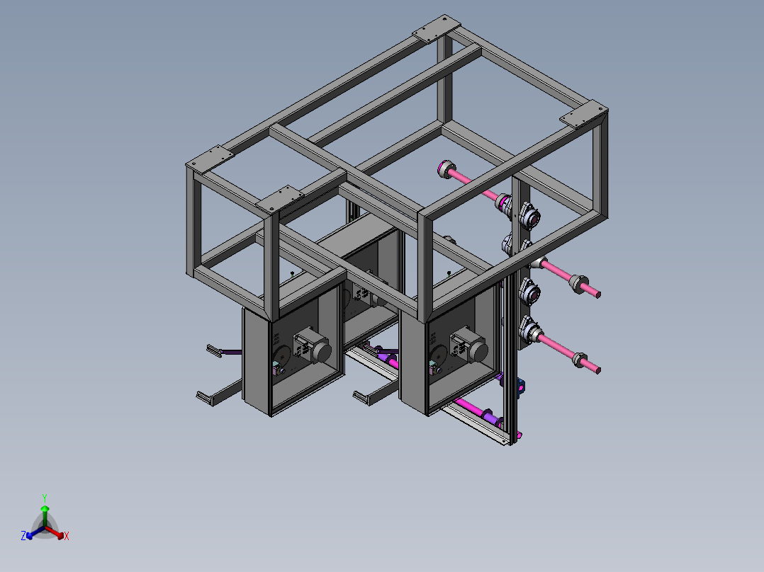 骨架导开机（sw18可编辑+cad+bom）正等轴测图