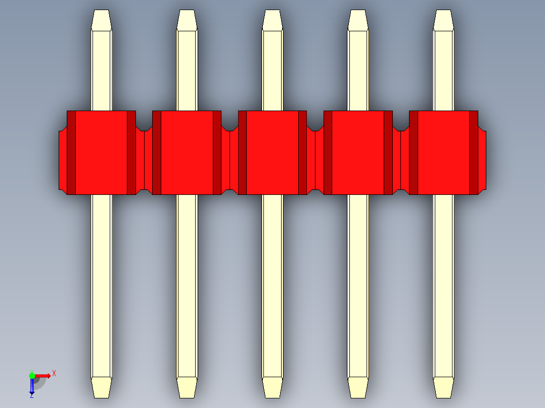 彩色公头100mil（2.54mm）系列-DS1021_red_2x05p_100mil_Type1_rev1.0俯视图