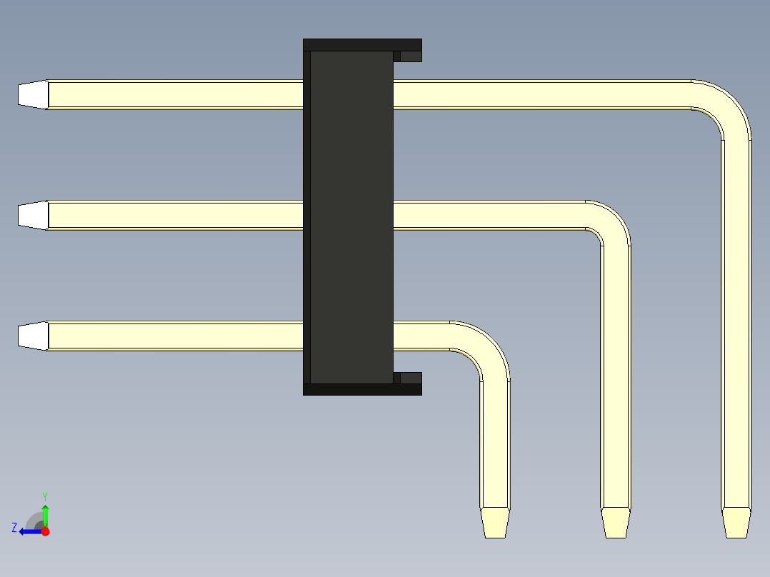 彩色公排针 100mil 2.54mm 系列-DS1022_black_3x18p_100mil_TypeD_rev1.0右视图