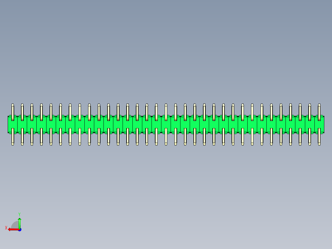 彩色公排针 100mil 2.54mm 系列-DS1022_green_66p_100mil_TypeSMT_rev1.0后视图
