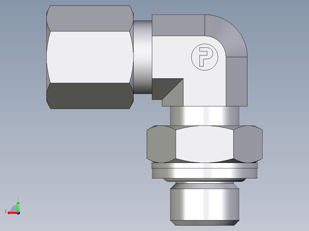 卡套式工业通用硬管接头EO_Adjustable_Locknut_elbow_WEE06SRCF后视图