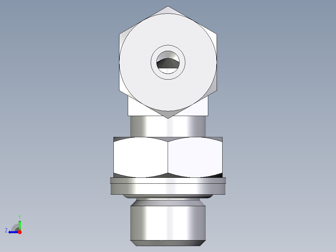卡套式工业通用硬管接头EO_Adjustable_Locknut_elbow_WEE06SRCF右视图