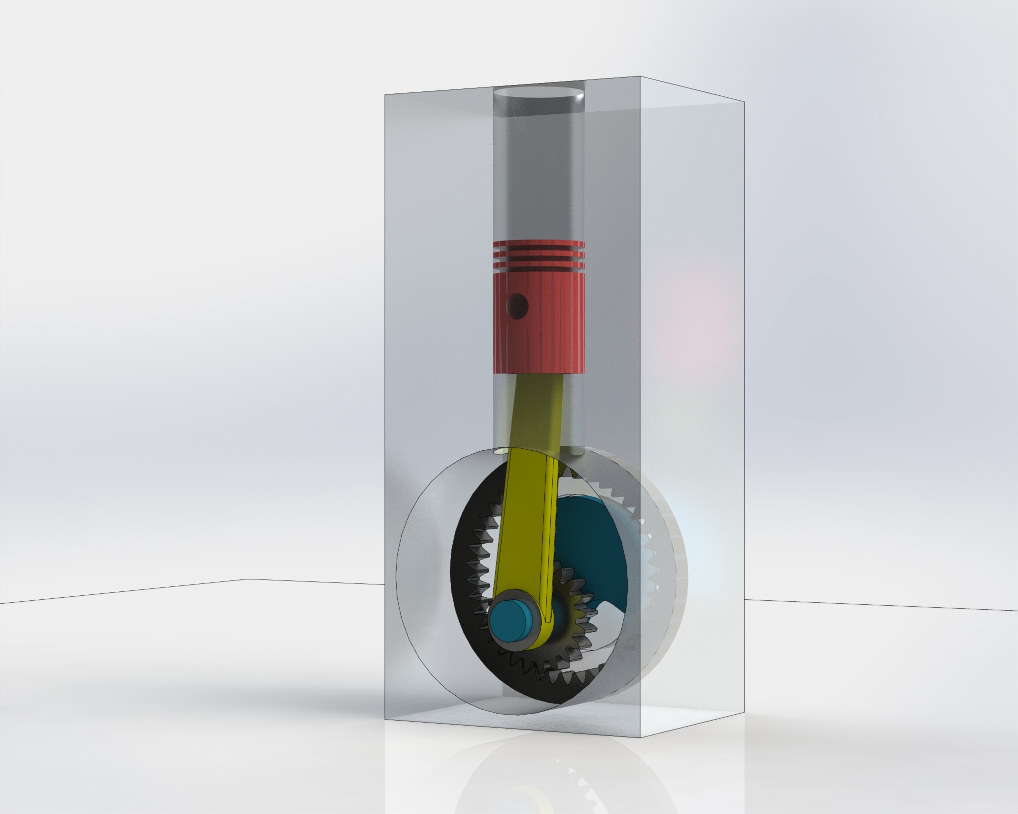 这台发动机利用齿轮产生直线运动