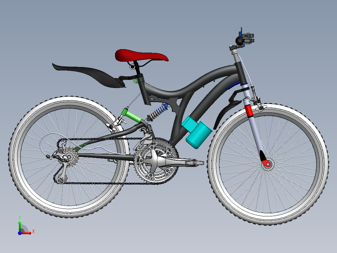 减震越野自行车三维前视图