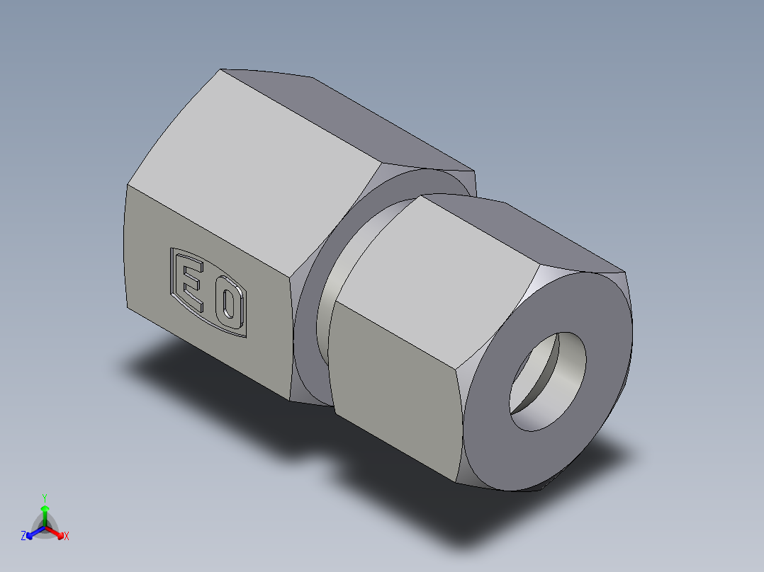 卡套式工业通用硬管接头EO_Swivel_connector_GAI10ZSRCF正等轴测图