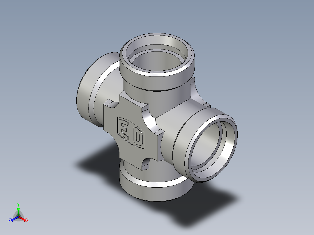卡套式工业通用硬管接头EO_Union_cross_K28LCFX正等轴测图