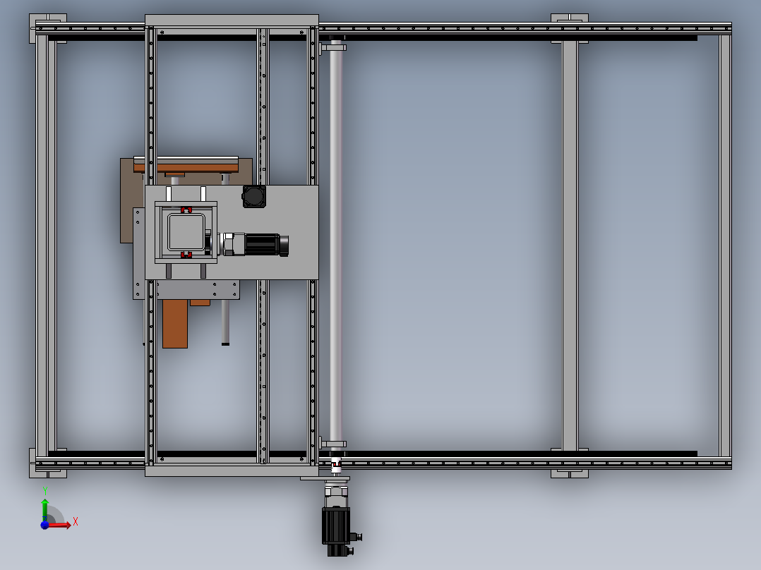 三轴桁架机械手3d图纸 纸箱夹爪机器人 齿轮传动龙门机械手3d模型前视图