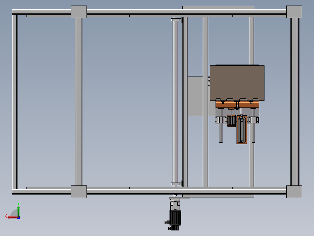 三轴桁架机械手3d图纸 纸箱夹爪机器人 齿轮传动龙门机械手3d模型后视图