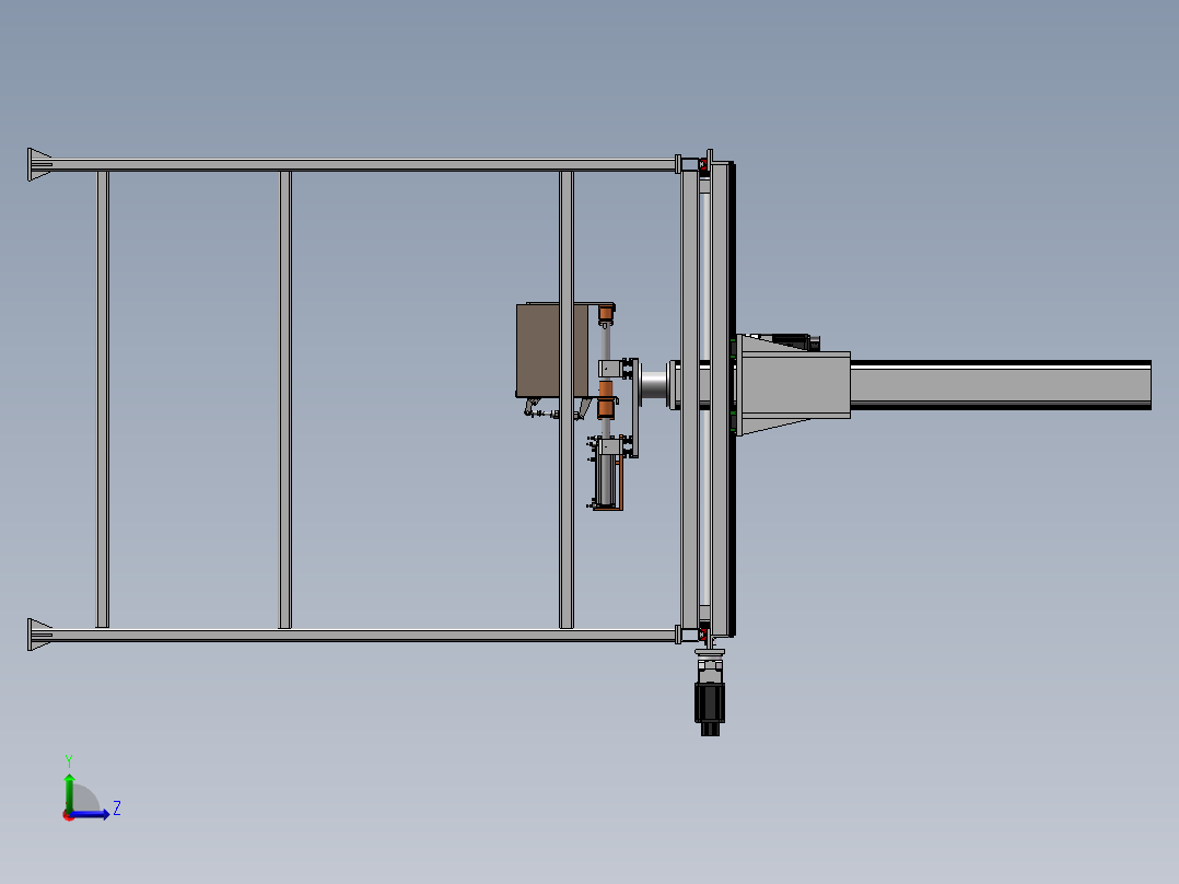 三轴桁架机械手3d图纸 纸箱夹爪机器人 齿轮传动龙门机械手3d模型左视图