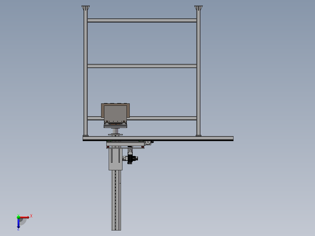 三轴桁架机械手3d图纸 纸箱夹爪机器人 齿轮传动龙门机械手3d模型俯视图