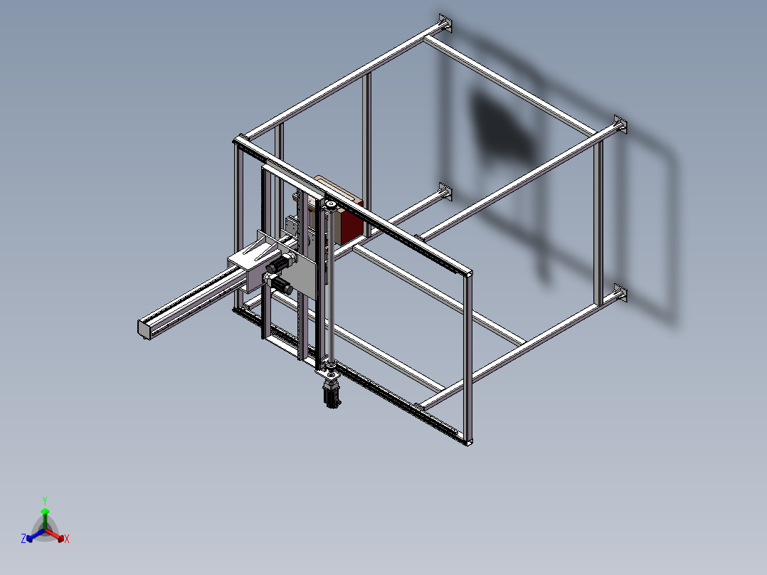 三轴桁架机械手3d图纸 纸箱夹爪机器人 齿轮传动龙门机械手3d模型正等轴测图