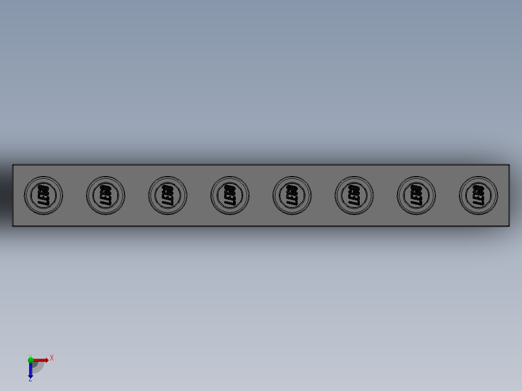 乐高机械组积木（横梁）-4211442 - 3702 Medium Stone Grey Technic Brick 1 x 8 with Holes俯视图