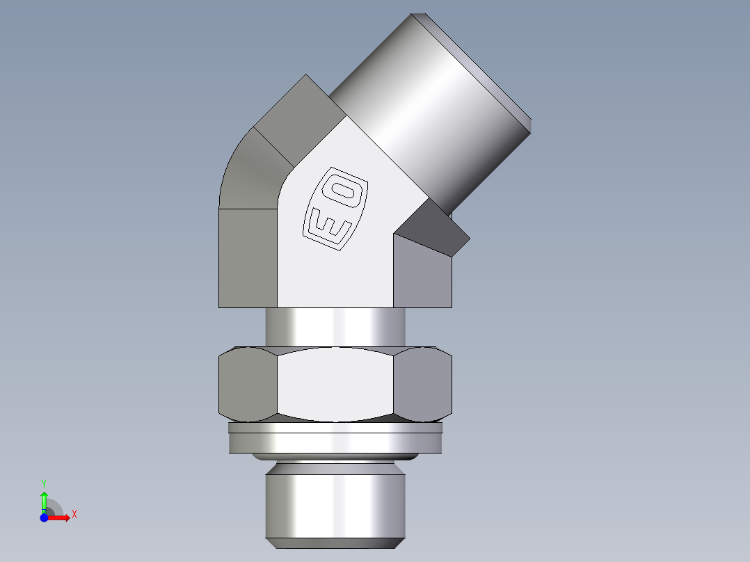 卡套式工业通用硬管接头EO_Adjustable_locknut_45_deg_elbow_VEE08SROMDCF前视图