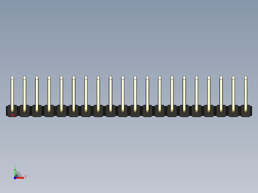 彩色公排针 100mil 2.54mm 系列-DS1022_black_20p_100mil_TypeU_rev1.0前视图