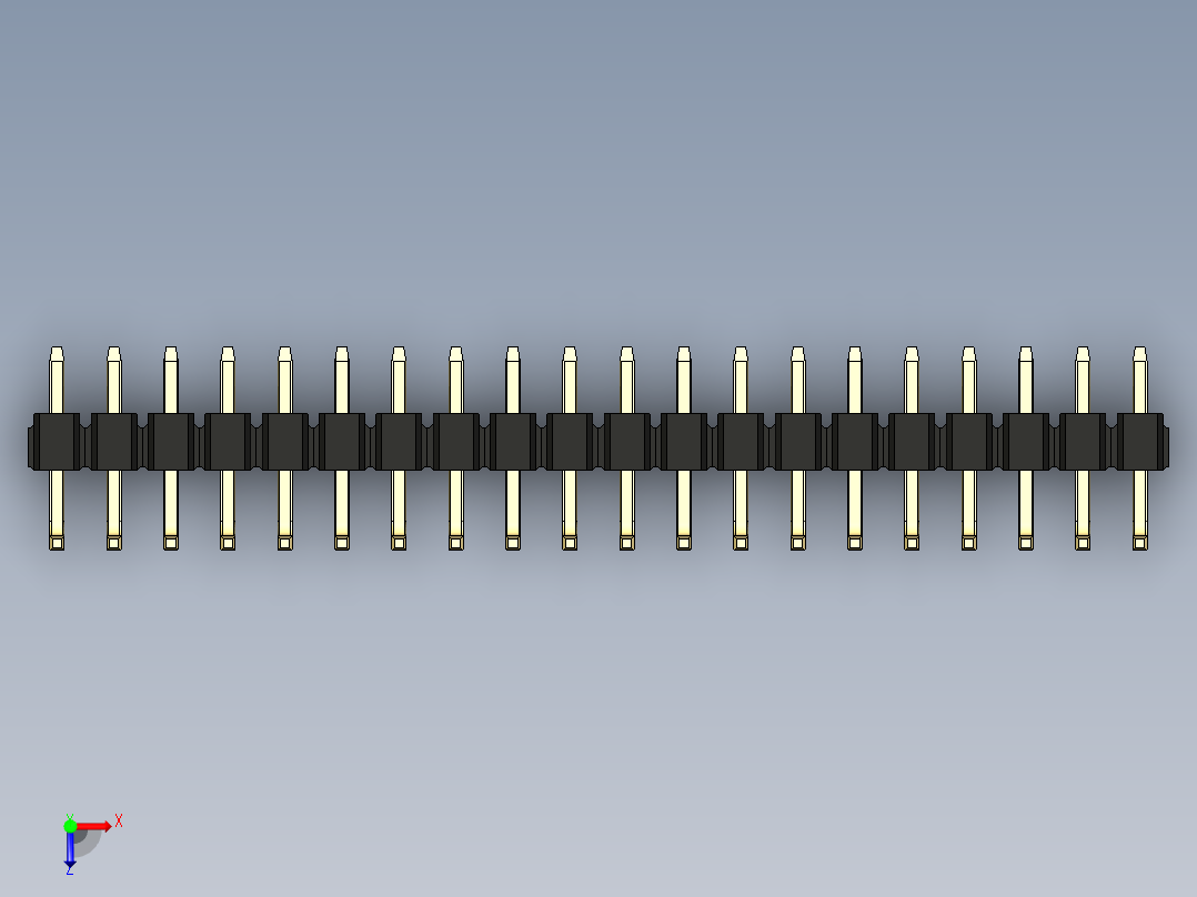 彩色公排针 100mil 2.54mm 系列-DS1022_black_20p_100mil_TypeU_rev1.0俯视图