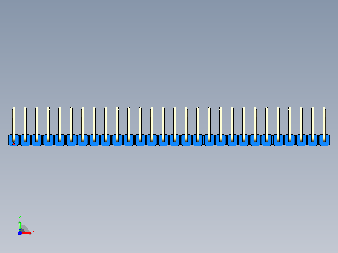 彩色公排针 100mil 2.54mm 系列-DS1022_blue_28p_100mil_TypeU_rev1.0前视图