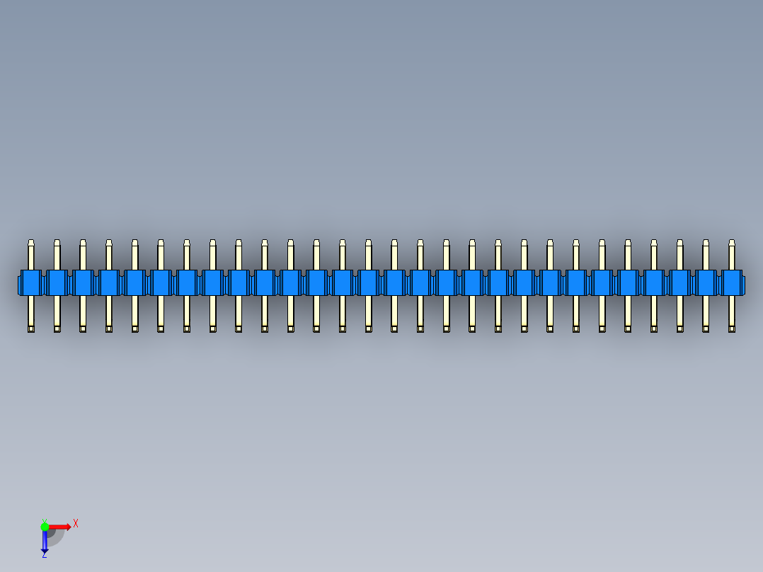 彩色公排针 100mil 2.54mm 系列-DS1022_blue_28p_100mil_TypeU_rev1.0俯视图