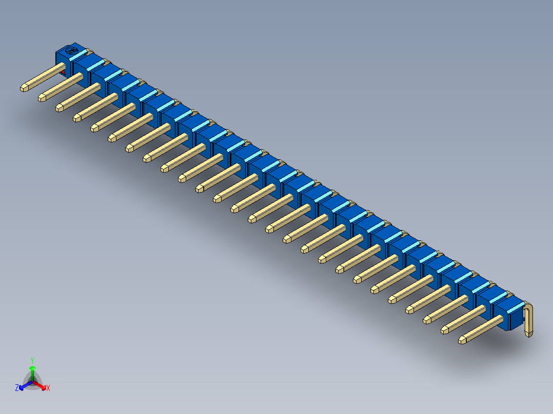 彩色公排针 100mil 2.54mm 系列-DS1022_blue_1x26p_100mil_TypeD_rev1.0