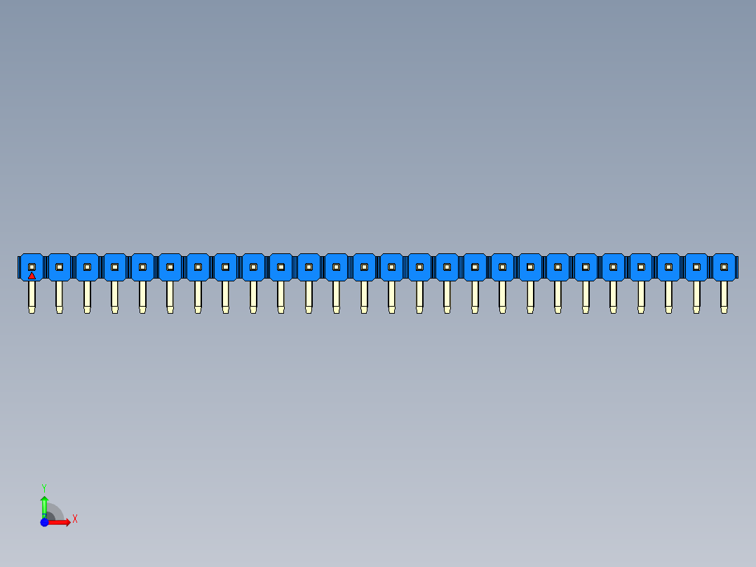彩色公排针 100mil 2.54mm 系列-DS1022_blue_1x26p_100mil_TypeD_rev1.0前视图