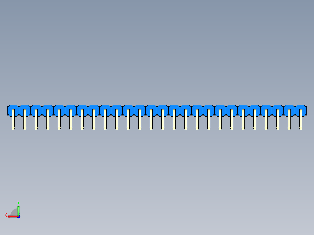 彩色公排针 100mil 2.54mm 系列-DS1022_blue_1x26p_100mil_TypeD_rev1.0后视图