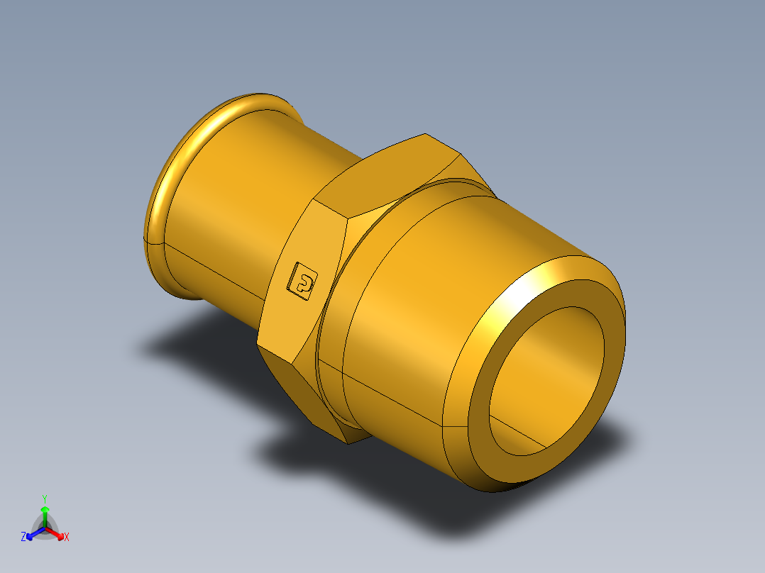 倒齿式工业管接头Beaded Hose Barb to male pipe 68HB-16-16正等轴测图