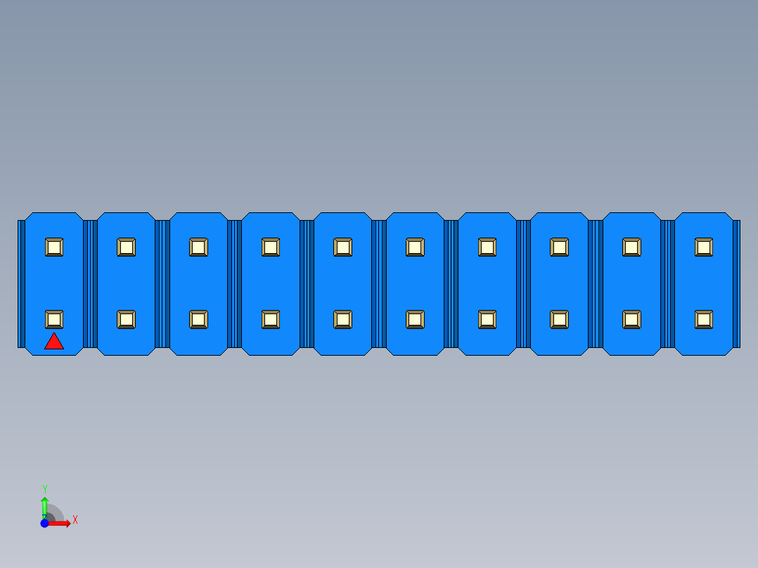彩色公头100mil（2.54mm）系列-DS1021_blue_2x10p_100mil_Type19_rev1.0前视图