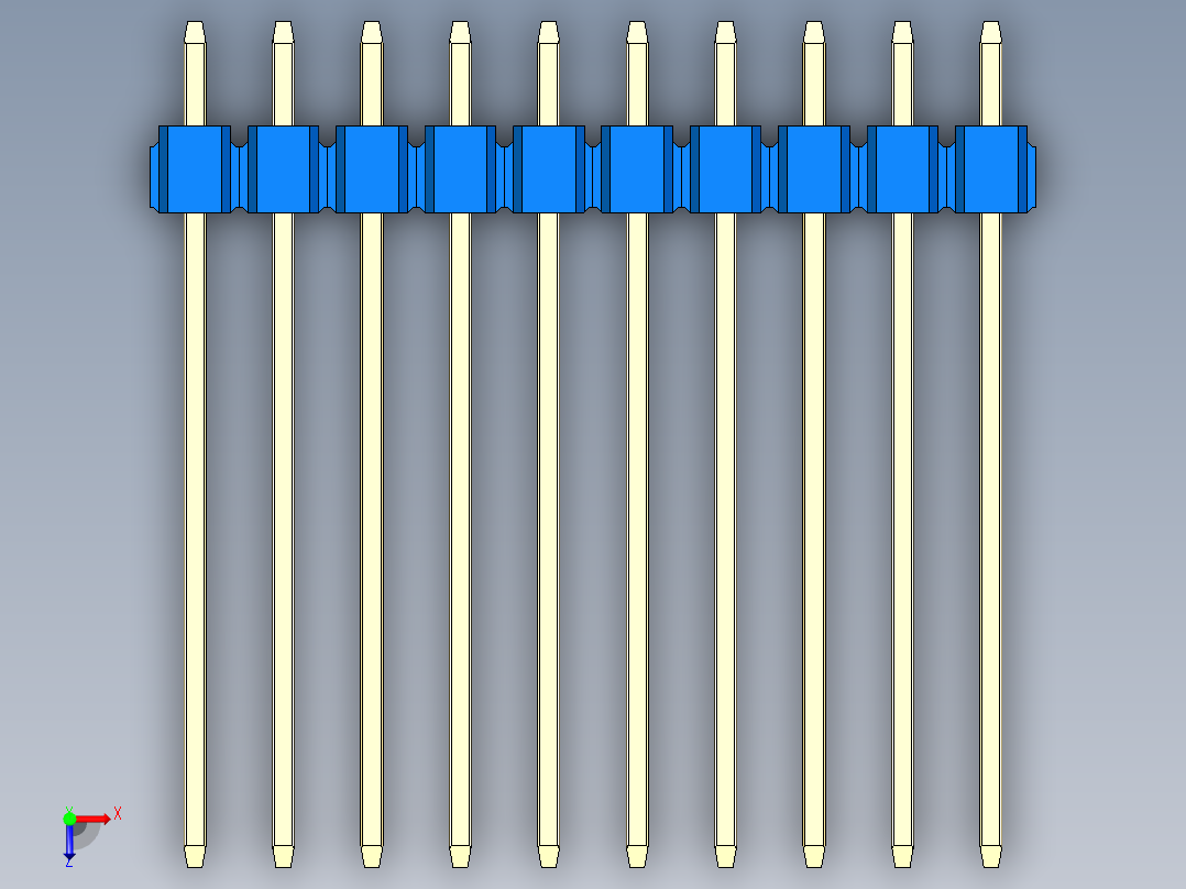 彩色公头100mil（2.54mm）系列-DS1021_blue_2x10p_100mil_Type19_rev1.0俯视图