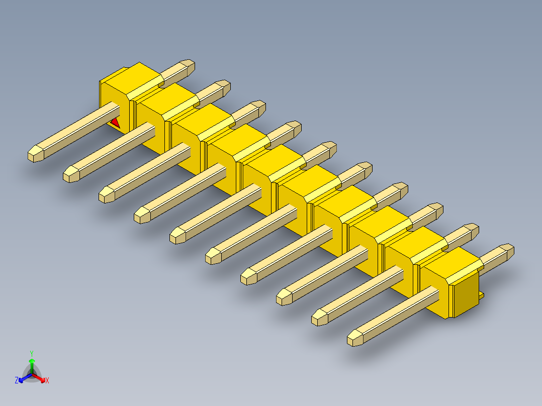 彩色公头100mil（2.54mm）系列-DS1021_yellow_1x10p_100mil_Type1_rev1.0