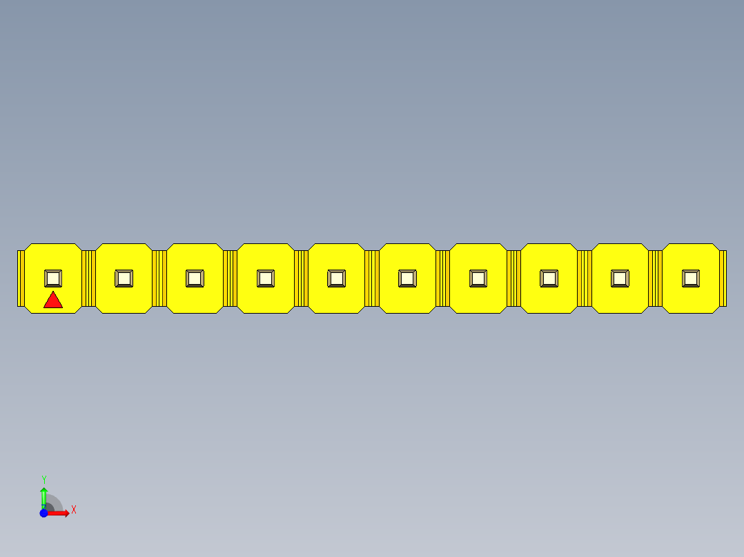 彩色公头100mil（2.54mm）系列-DS1021_yellow_1x10p_100mil_Type1_rev1.0前视图