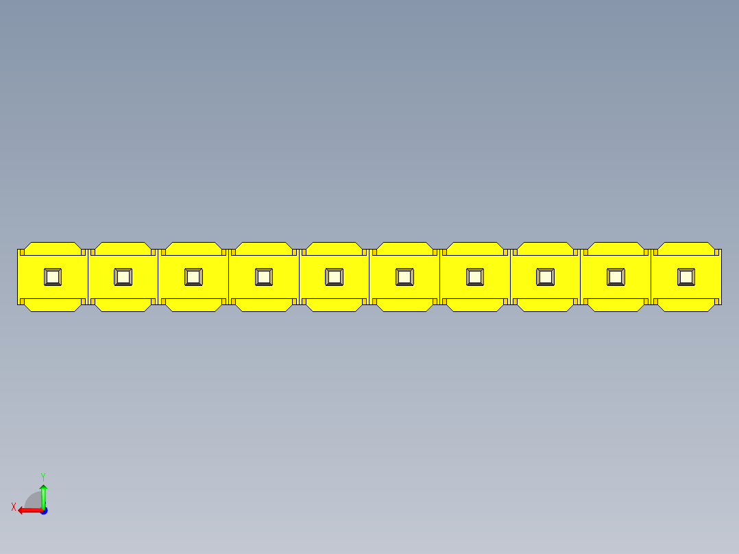 彩色公头100mil（2.54mm）系列-DS1021_yellow_1x10p_100mil_Type1_rev1.0后视图
