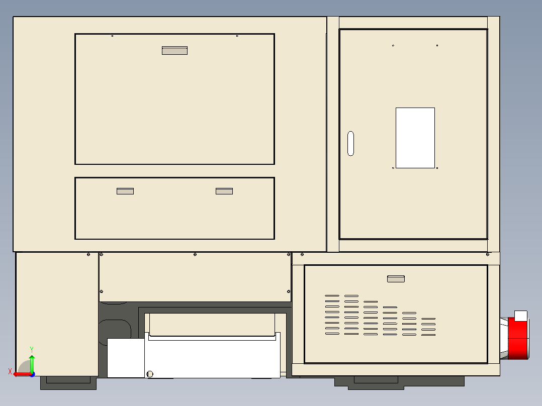 斜床身数控机床全套3D图纸 非标自动化机械三维后视图
