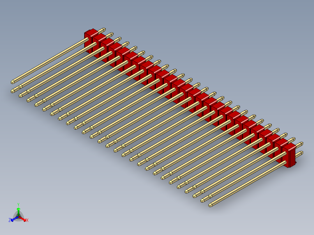 彩色公头100mil（2.54mm）系列-DS1021_red_2x26p_100mil_Type43_rev1.0正等轴测图