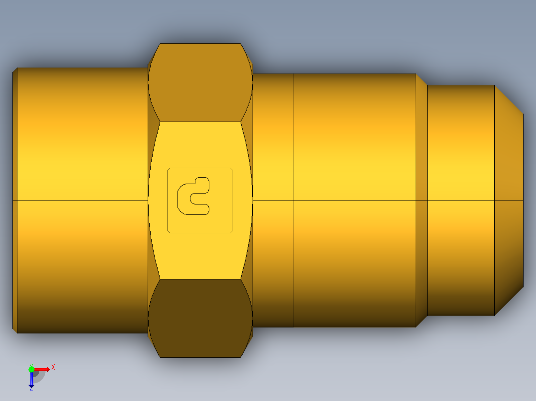 扩口式工业通用硬管接头Flare To Solder 43F-6-5俯视图