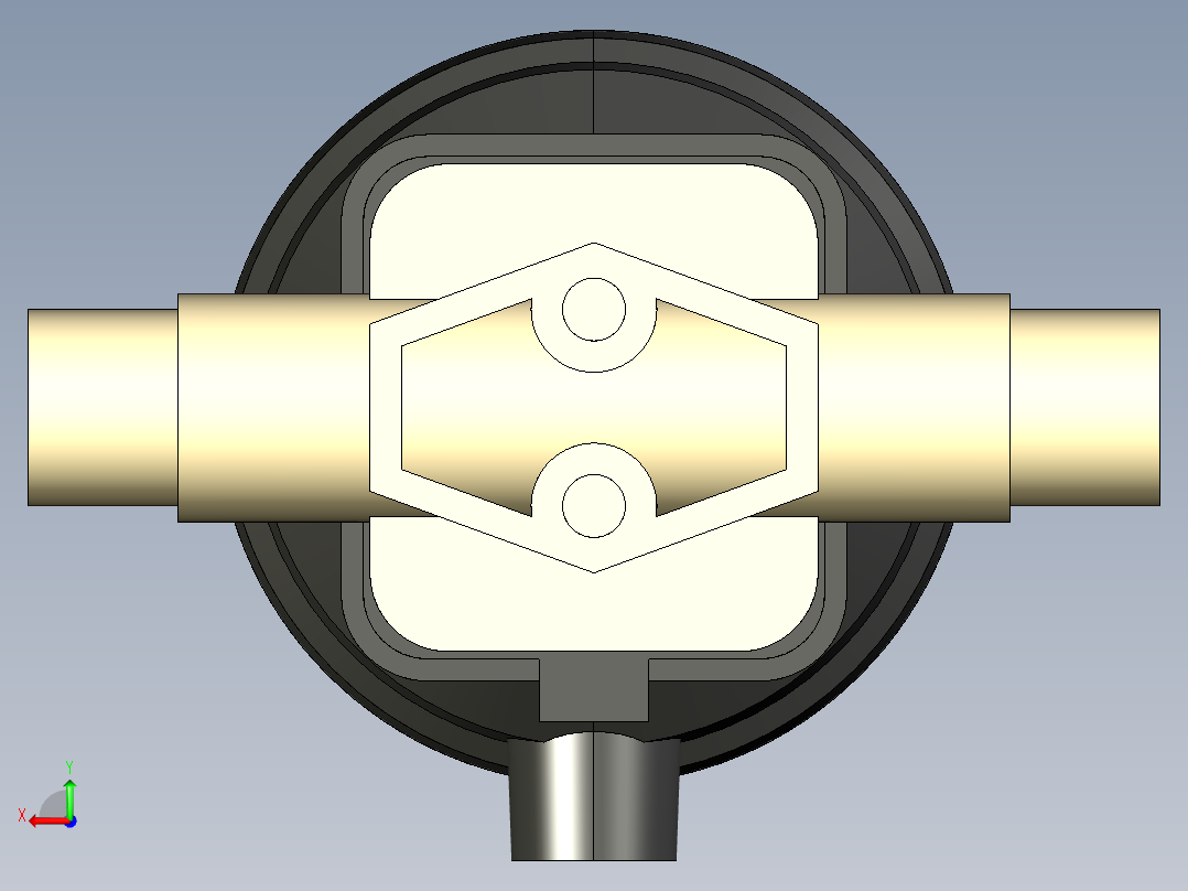 1DKDMCP NC 气动隔膜阀常闭，与男性的两端，公制系列PP-H后视图