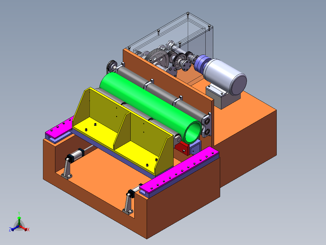 竹材旋切机SW三维图==1323642==300正等轴测图