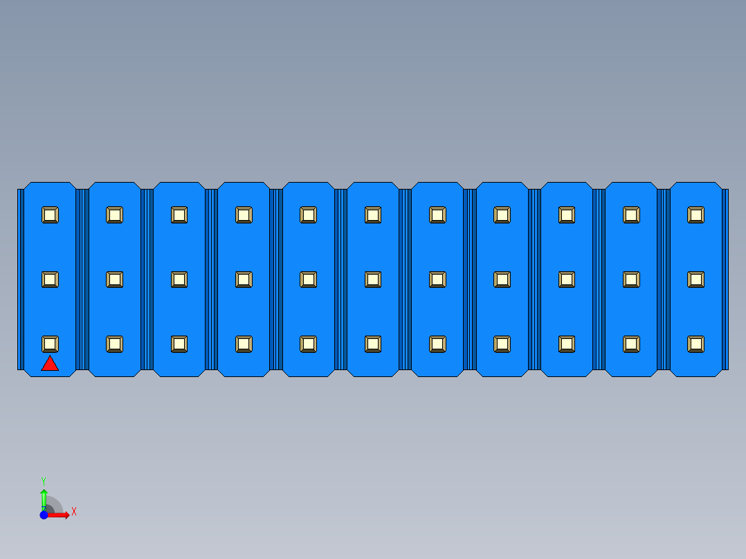 彩色公头100mil（2.54mm）系列-DS1021_blue_3x11p_100mil_Type43_rev1.0前视图