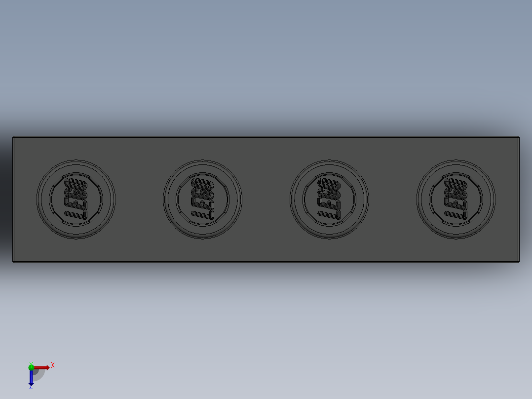 乐高机械组积木（横梁）-3701 Old Dark Grey Technic Brick 1 x 4 with Holes俯视图