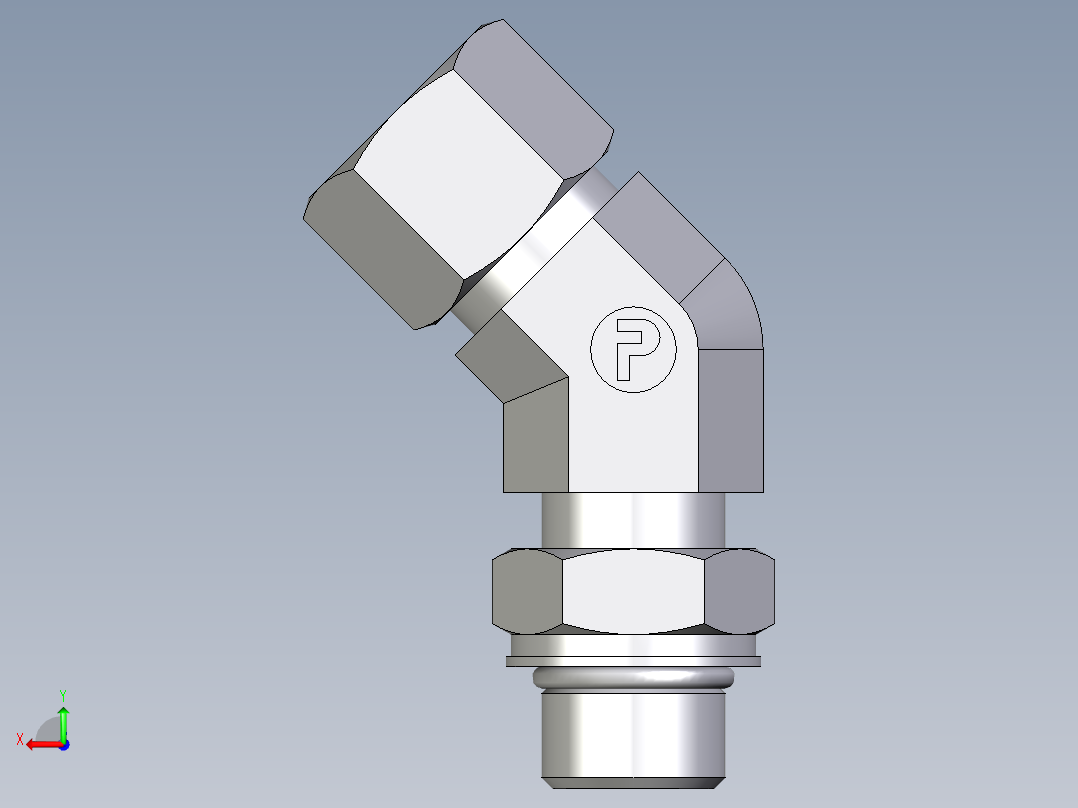 卡套式工业通用硬管接头EO_Adjustable_locknut_45_deg_elbow_VEE12SMORCF后视图
