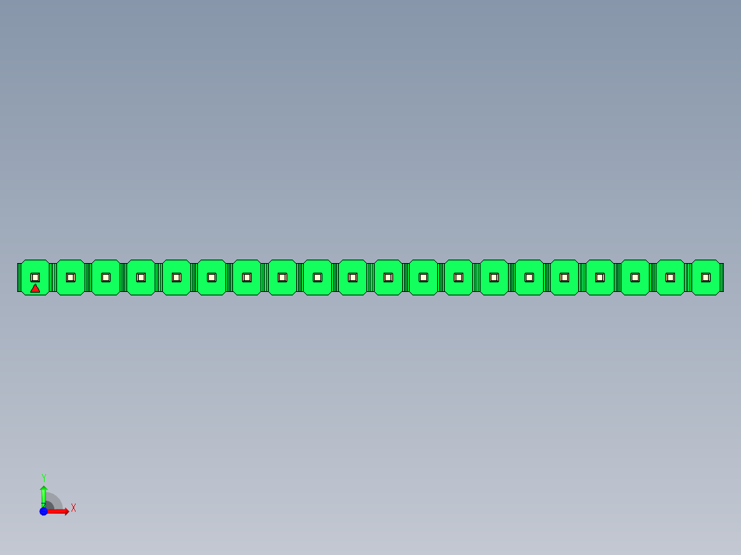 彩色公头100mil（2.54mm）系列-DS1021_green_1x20p_100mil_Type43_rev1.0前视图