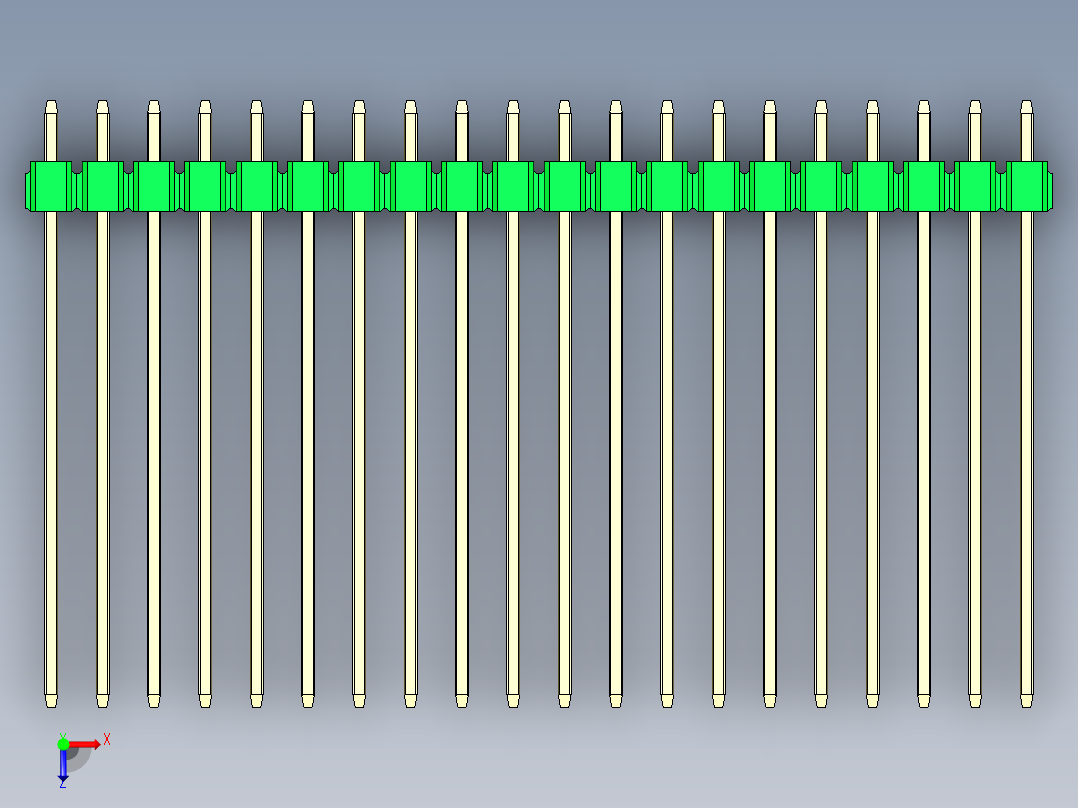 彩色公头100mil（2.54mm）系列-DS1021_green_1x20p_100mil_Type43_rev1.0俯视图