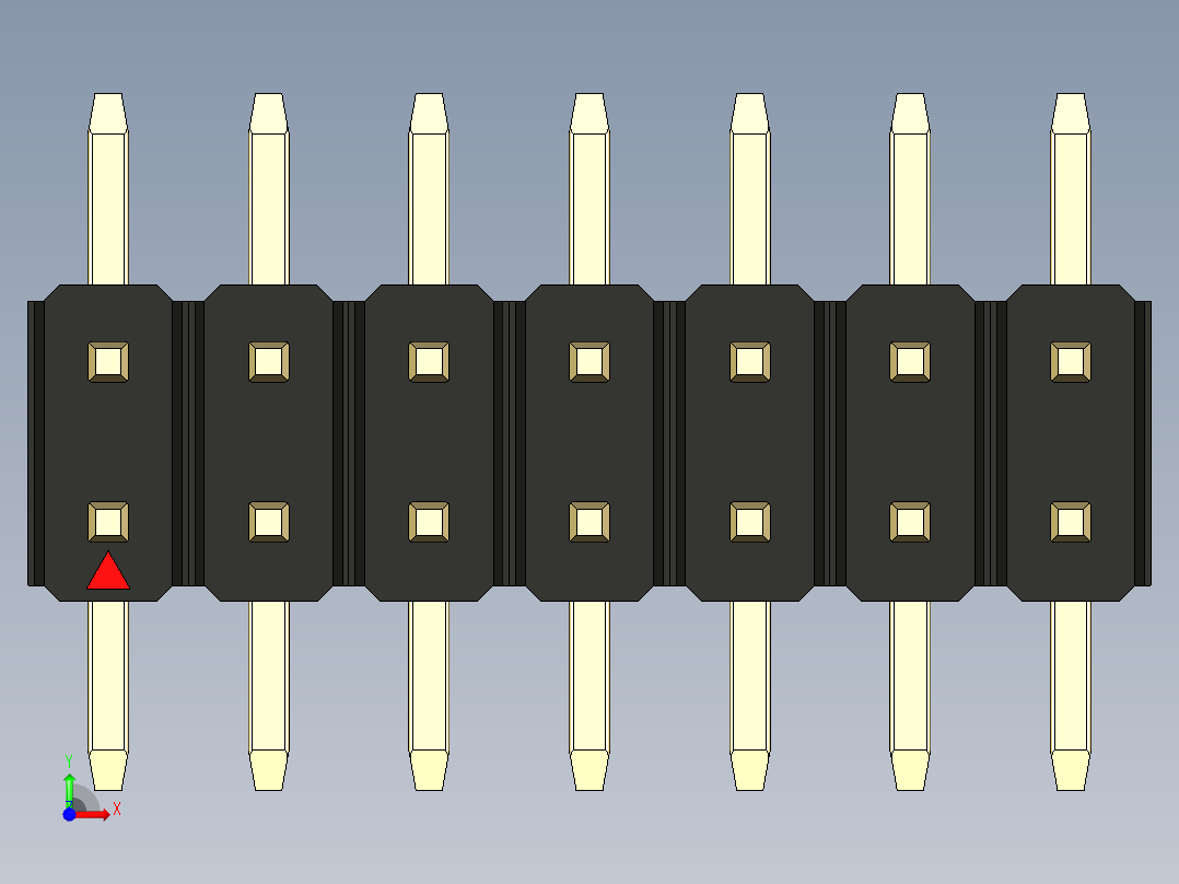 彩色公排针 100mil 2.54mm 系列-DS1022_black_14p_100mil_TypeSMT_rev1.0前视图