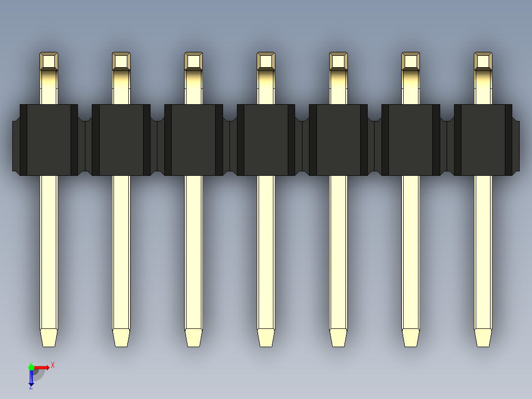 彩色公排针 100mil 2.54mm 系列-DS1022_black_14p_100mil_TypeSMT_rev1.0俯视图