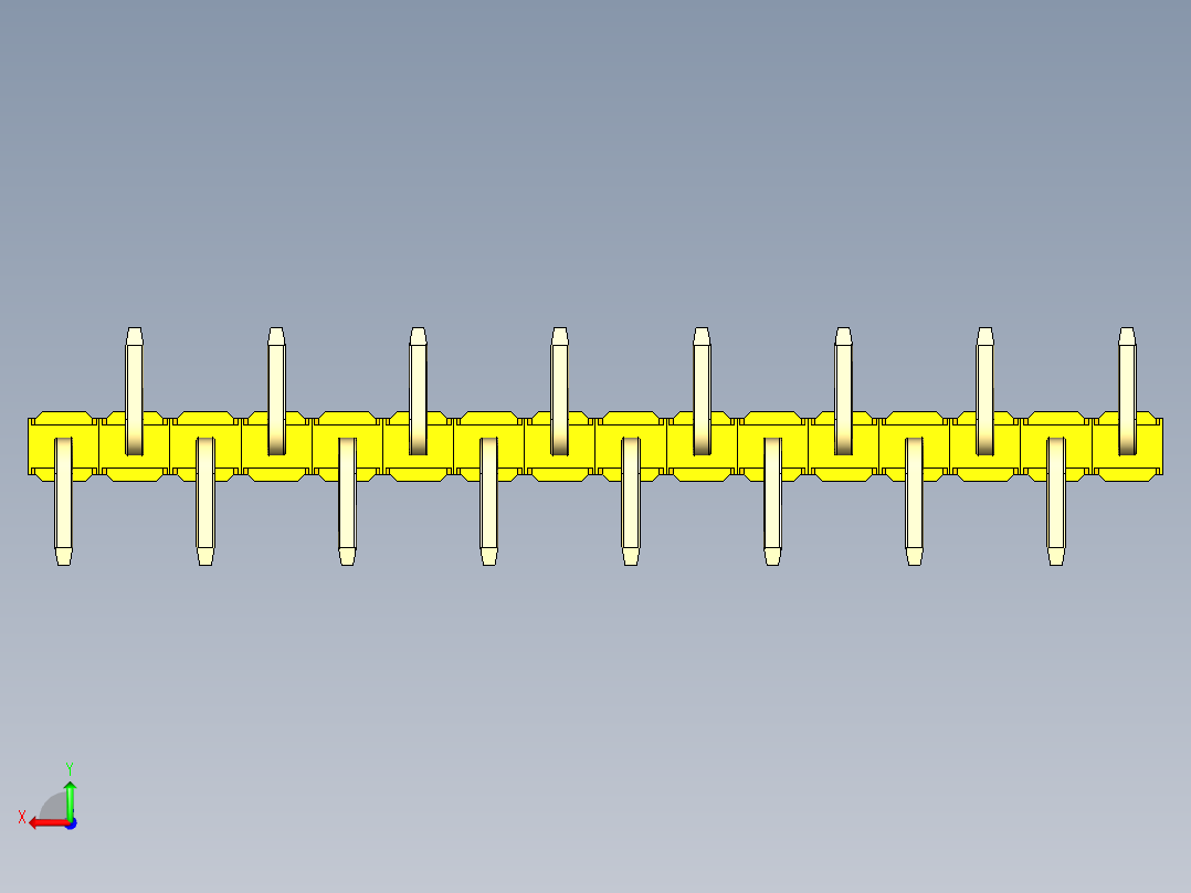 彩色公排针 100mil 2.54mm 系列-DS1022_yellow_16p_100mil_Type_SMT_R1_rev1.0后视图