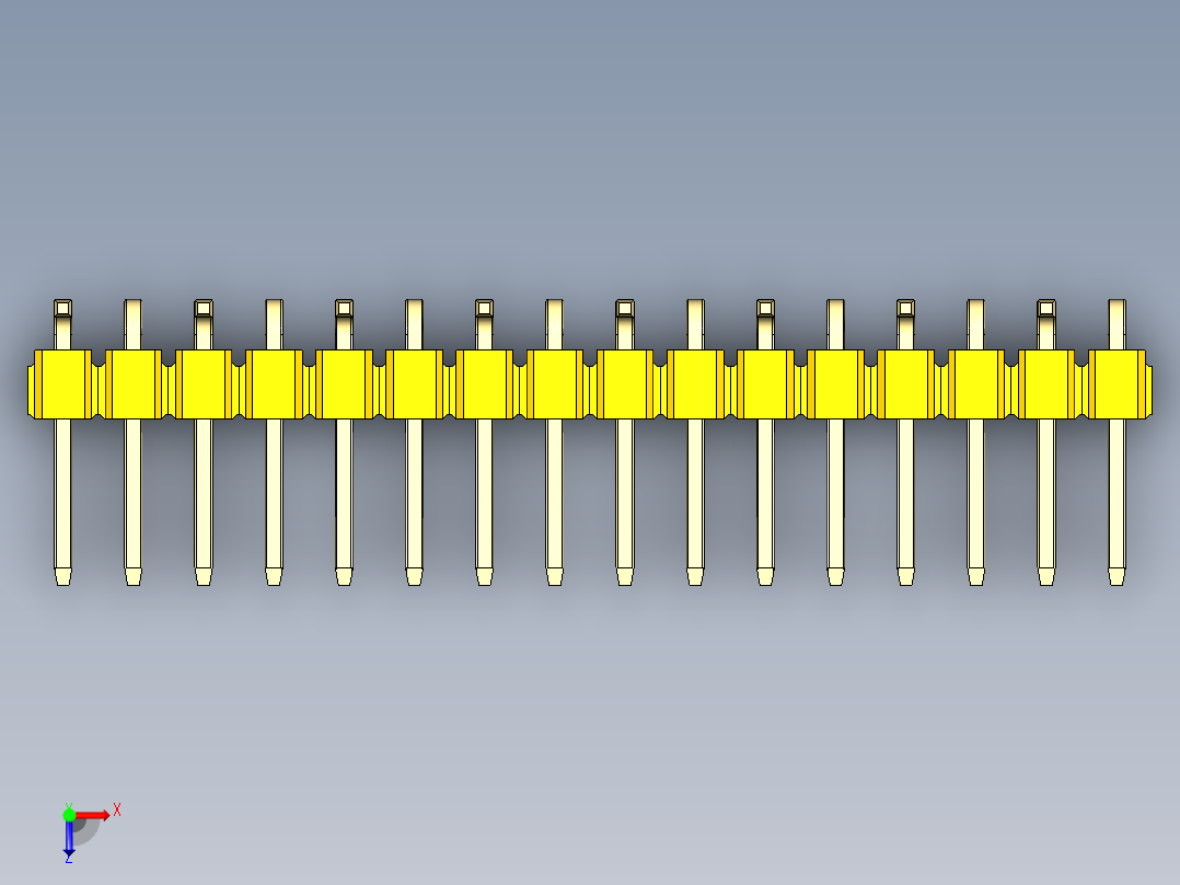 彩色公排针 100mil 2.54mm 系列-DS1022_yellow_16p_100mil_Type_SMT_R1_rev1.0俯视图
