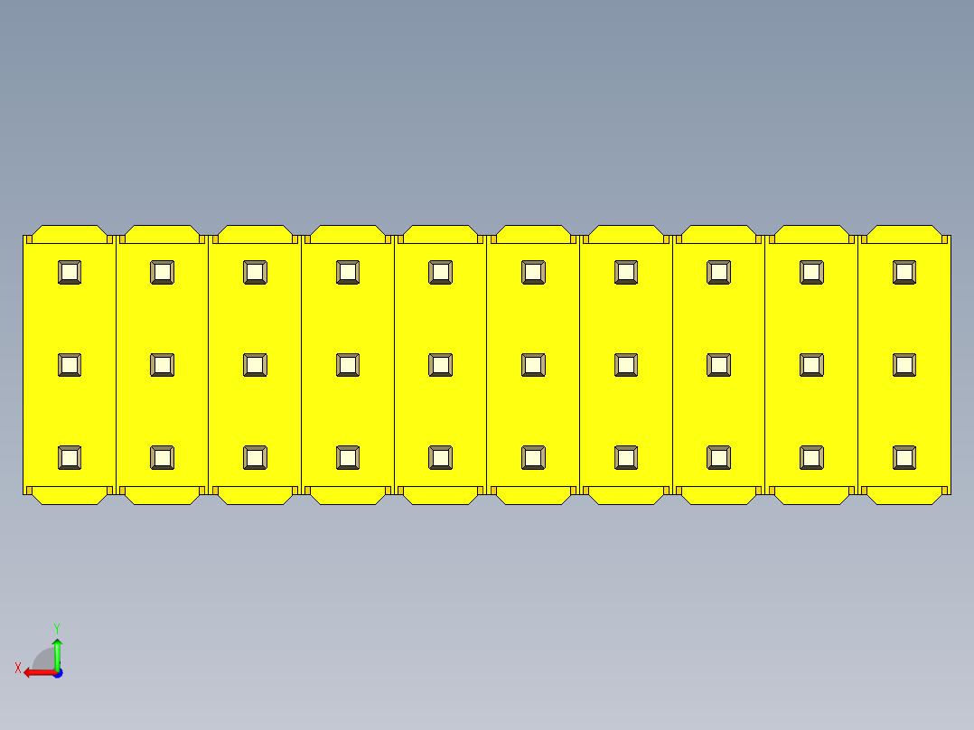 彩色公头100mil（2.54mm）系列-DS1021_yellow_3x10p_100mil_Type1_rev1.0后视图