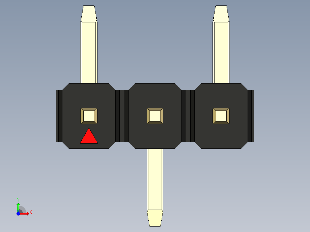 彩色公排针 100mil 2.54mm 系列-DS1022_black_03p_100mil_Type_SMT_R1_rev1.0前视图